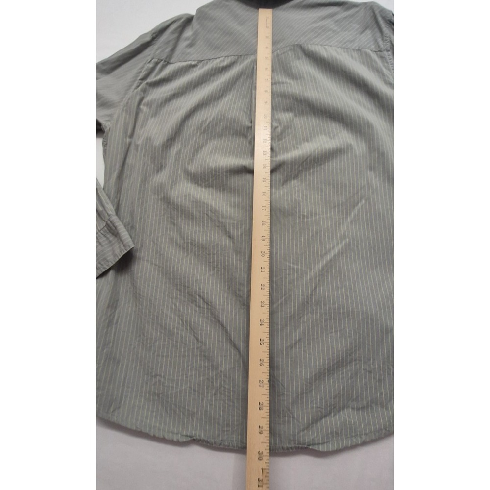 Gap men's gray long sleeve yellow striped button up shirt XL 100% Cotton pockets - Picture 10 of 13